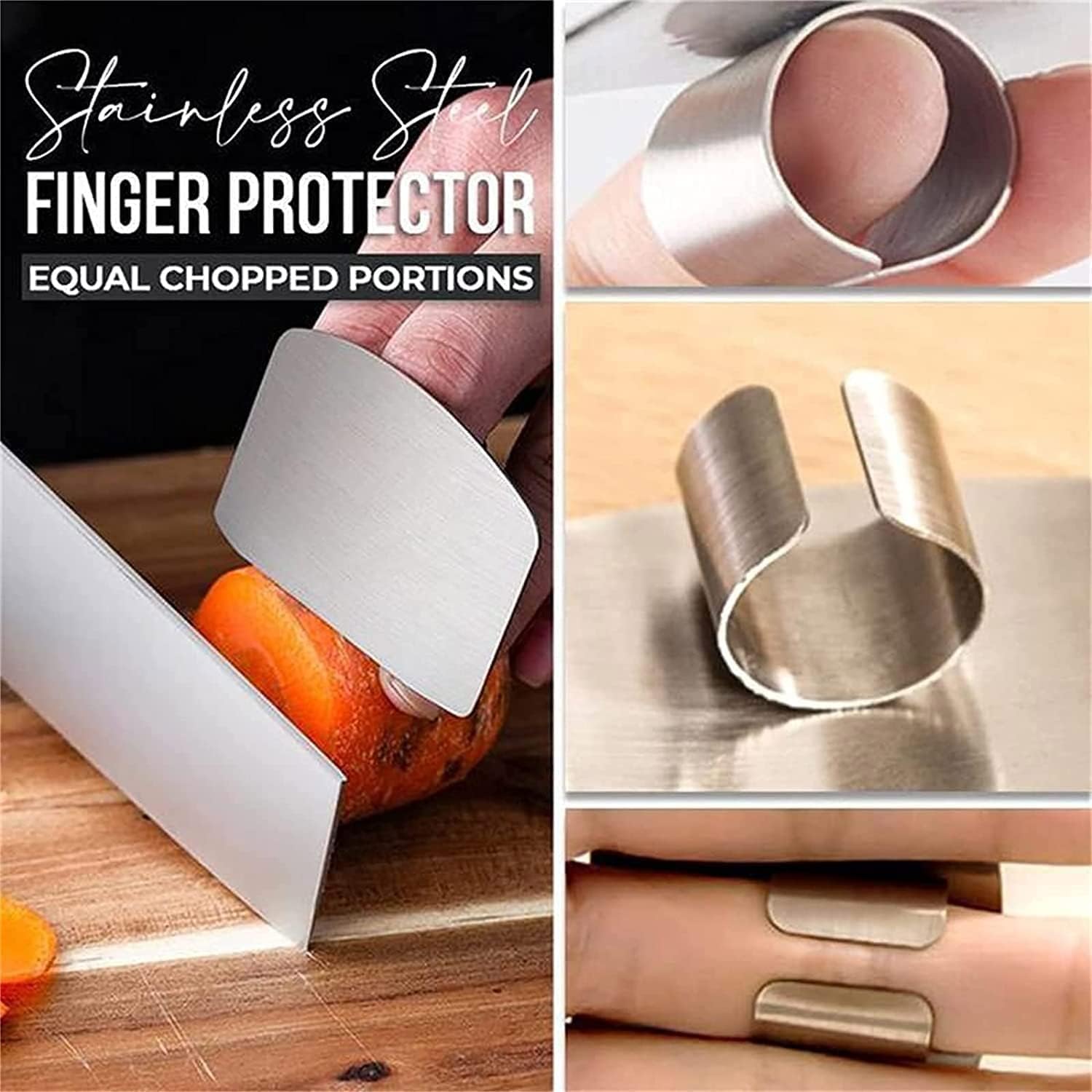 Two-Piece Stainless Steel Finger Guards for Cooking