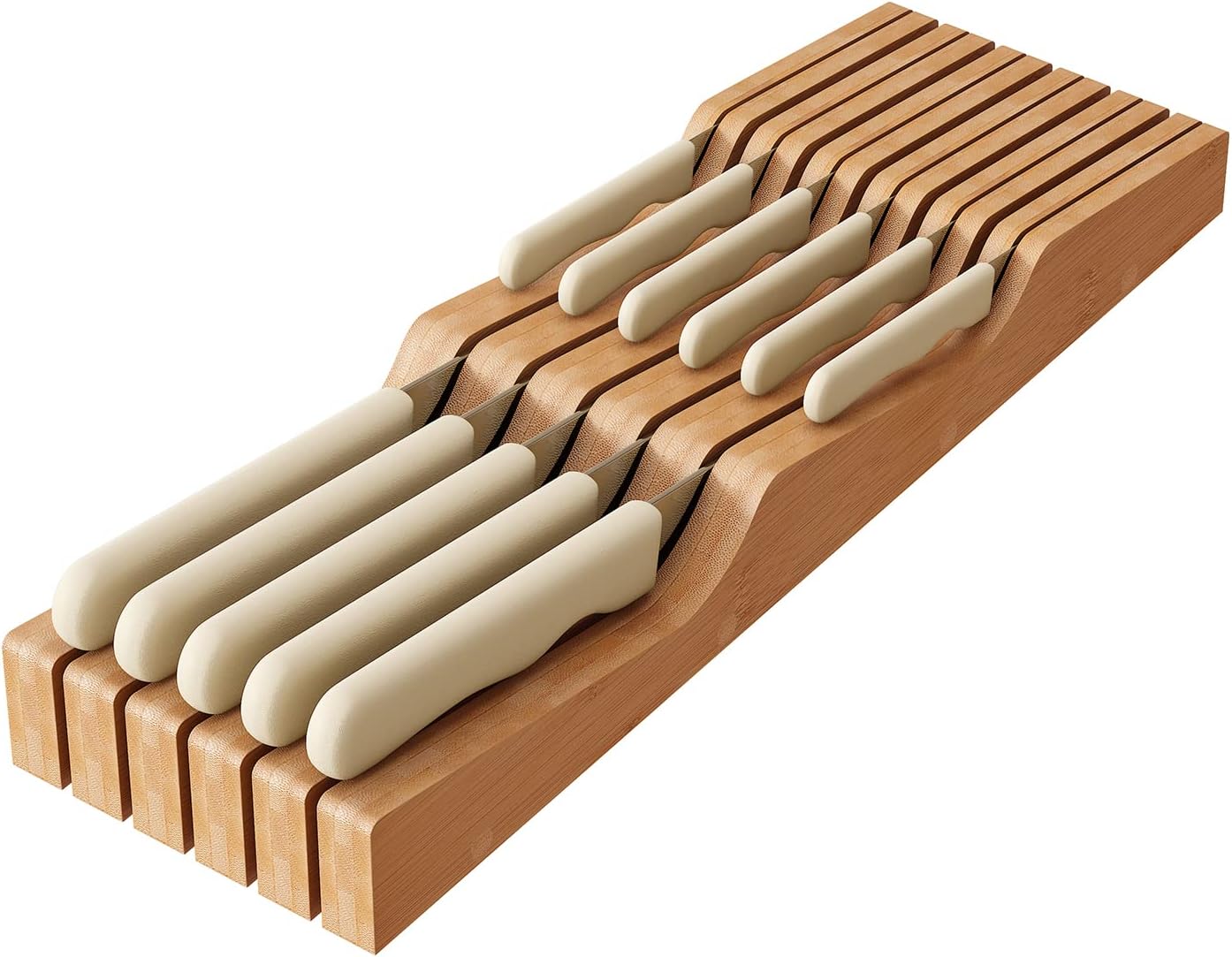 Space-Saving Bamboo Knife Block Organizer