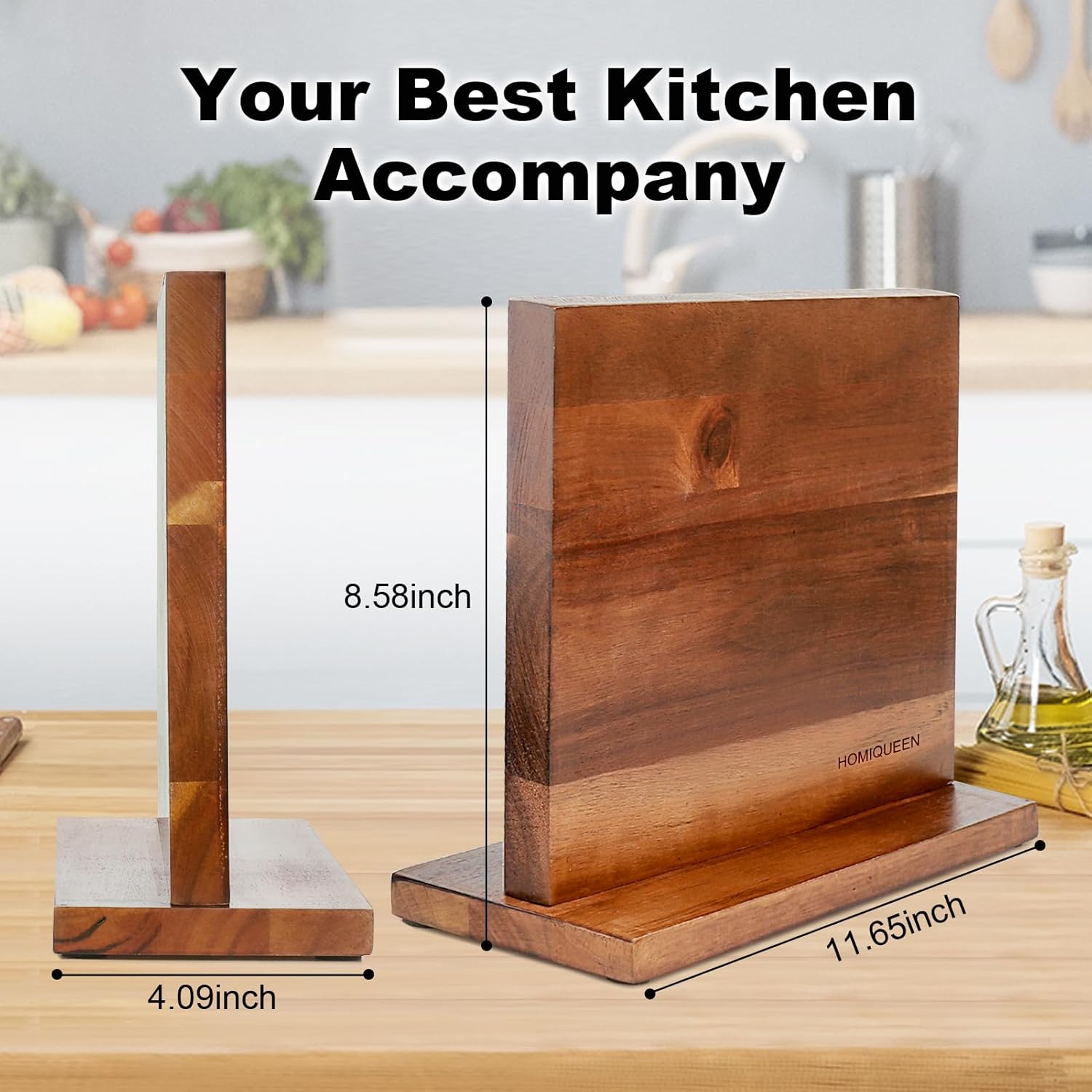 HOMIQUEEN Magnetic Knife Block Double Sided