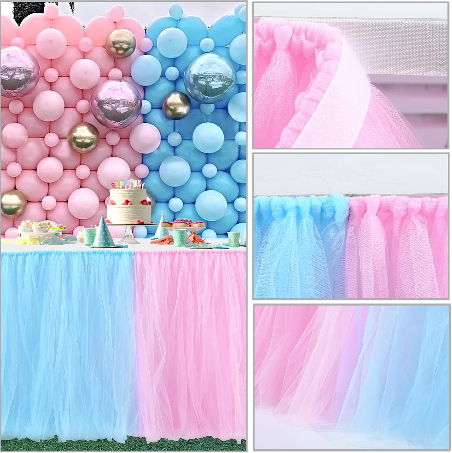 Easy-Wear Tulle Table Skirt for Boys Girls Birthdays and Weddings