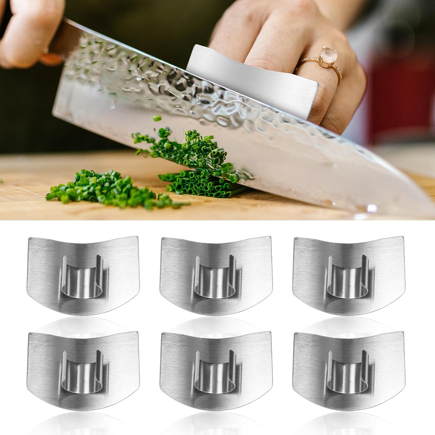 Stainless Steel Finger Guards 6-Piece Set for Kitchen Use