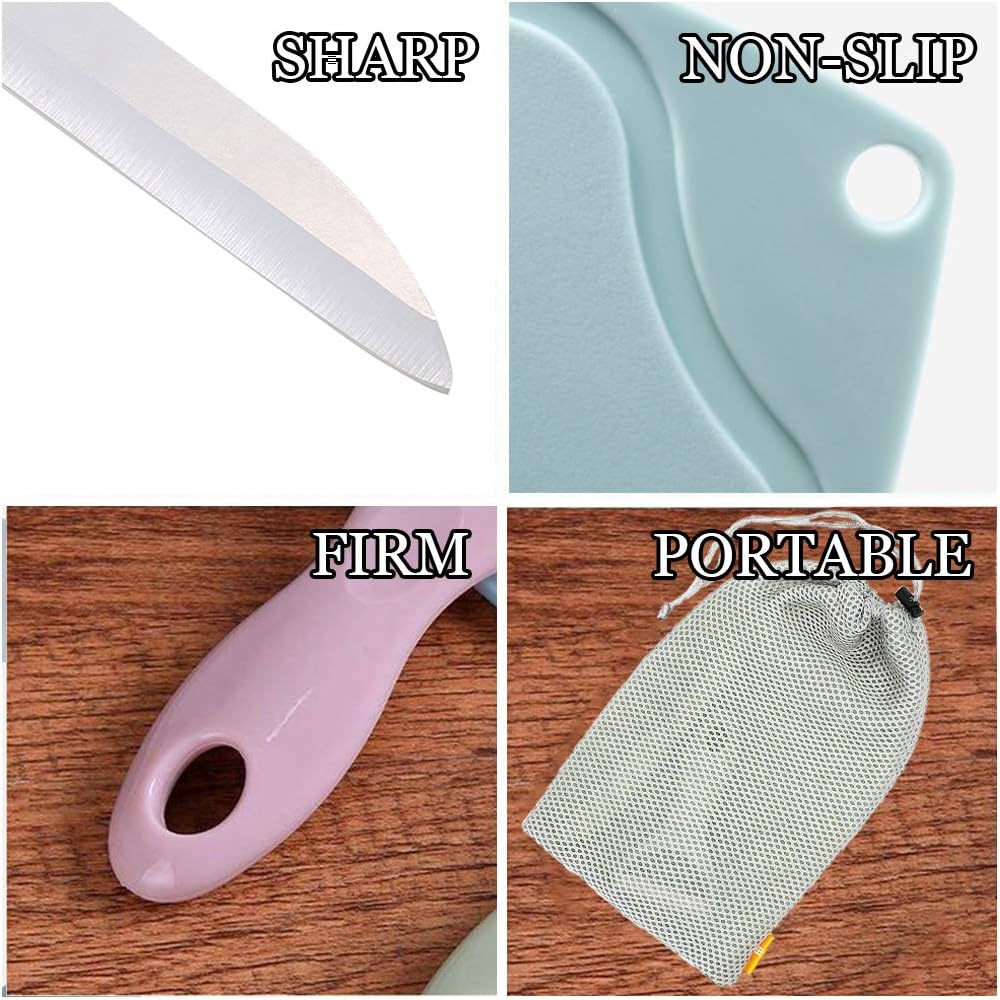 JOLLYVC Multi-Piece Ceramic Knives with Guards Mats