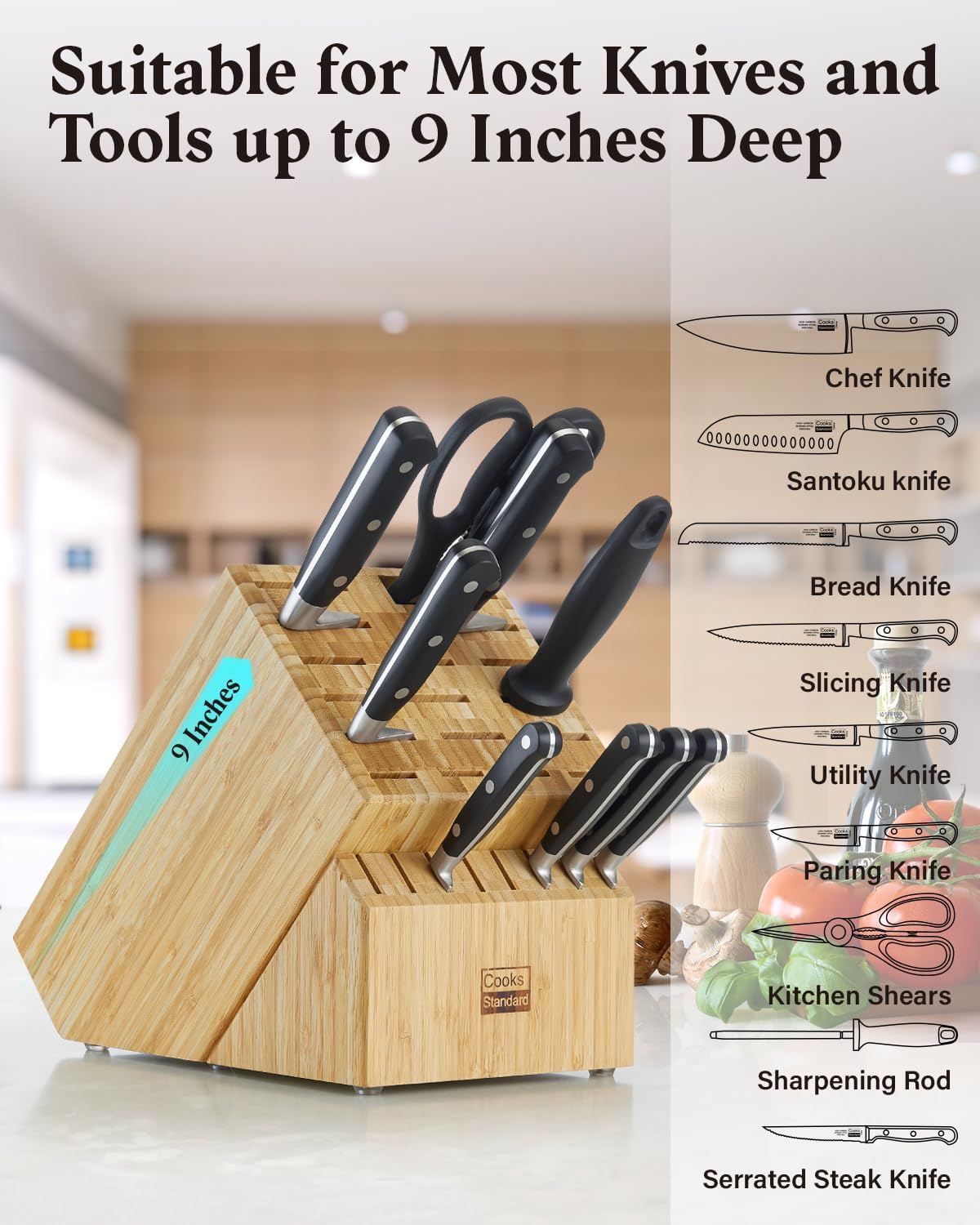 Cooks Standard Bamboo Knife Block