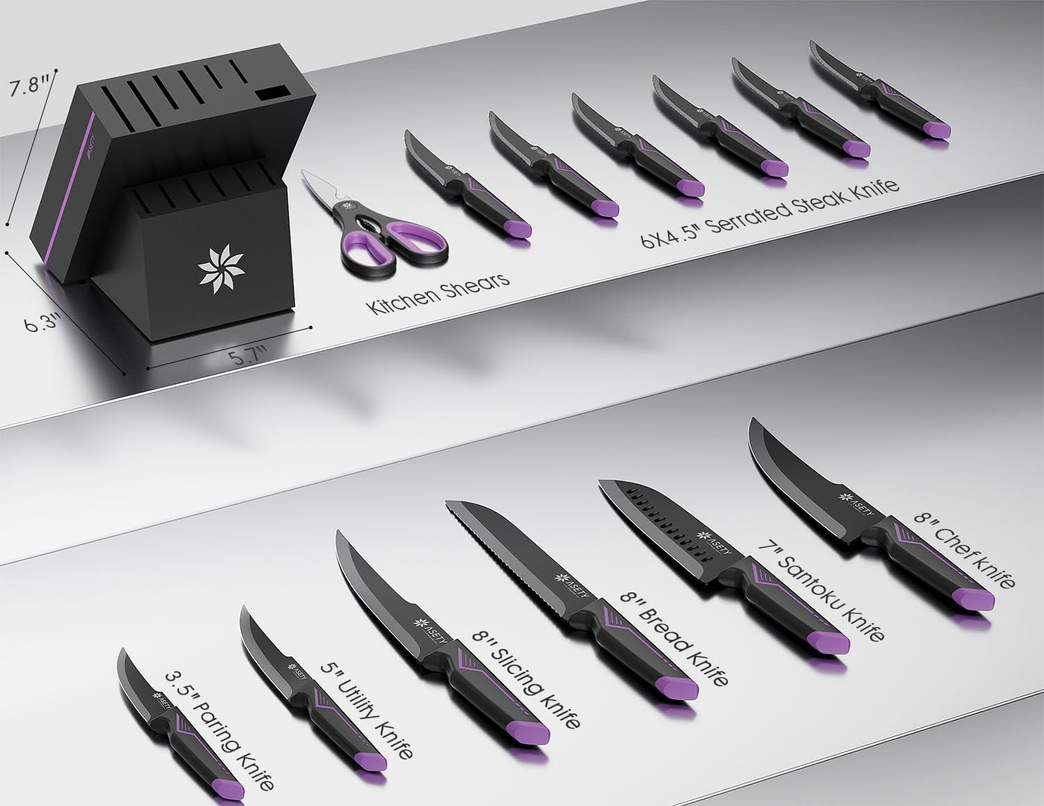 15-Piece Knife Set - Precision Cut - Built-in Sharpener - Modern Design