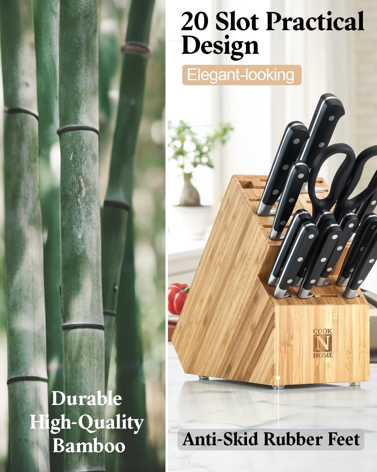 Sleek Versatile Kitchen Knife Storage Block