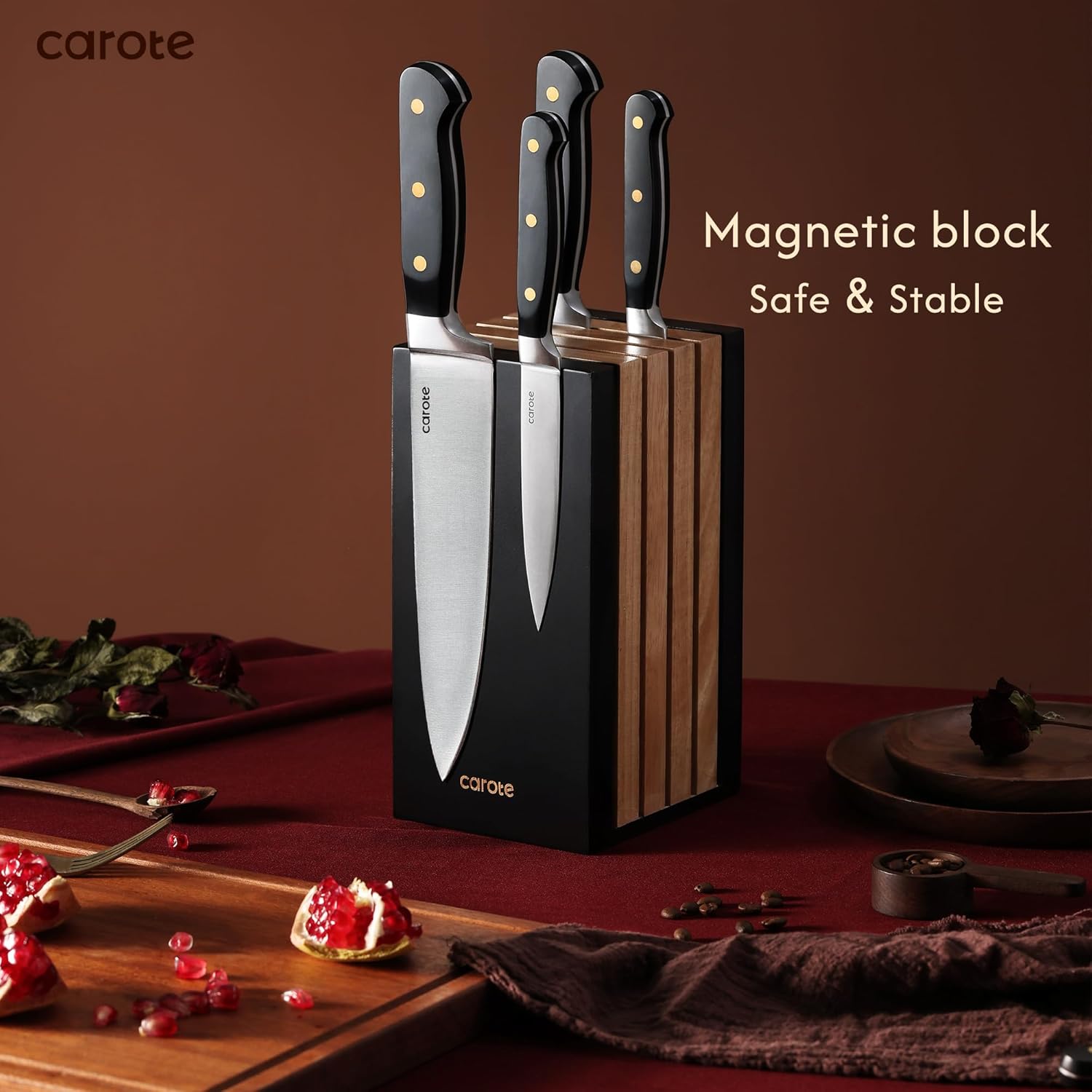 CAROTE 11PCS Knives Set razor-sharp stainless steel ergonomically designed kitchen tools