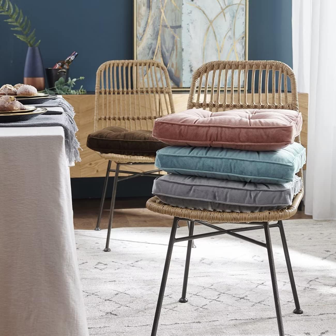 Cozy 2-Pack Velvet Seat Cushions for Dining Chairs