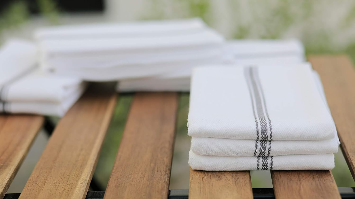 Premium 100 Cotton Beautiful White Herringbone Dish Towels Set of 12 on 16x28