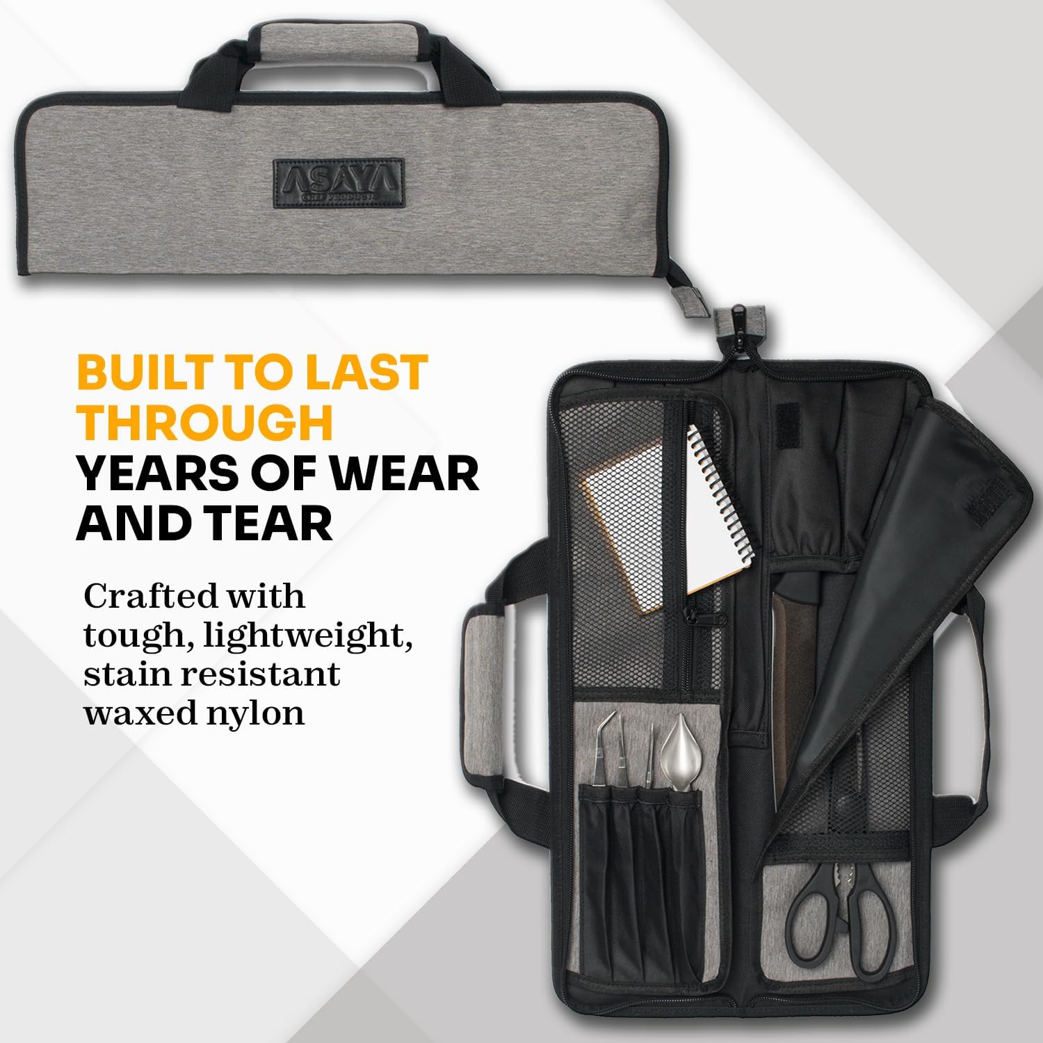 Asaya Chef Knife Roll Bag - 12 Pockets - Perfect for the Traveling Chef