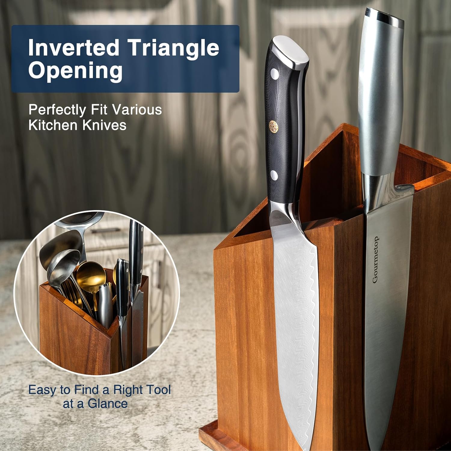Gourmetop Magnetic Knife Holder Acacia Wood