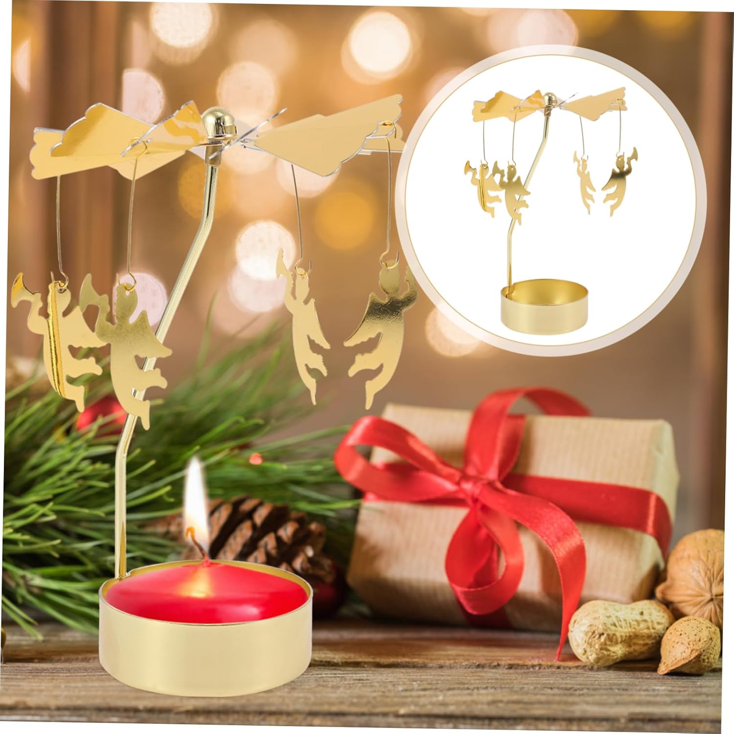 BAOBAOHU - Rotary Candle Holder Glowing Regenerating Elegant Candlestick for Home Wedding Use