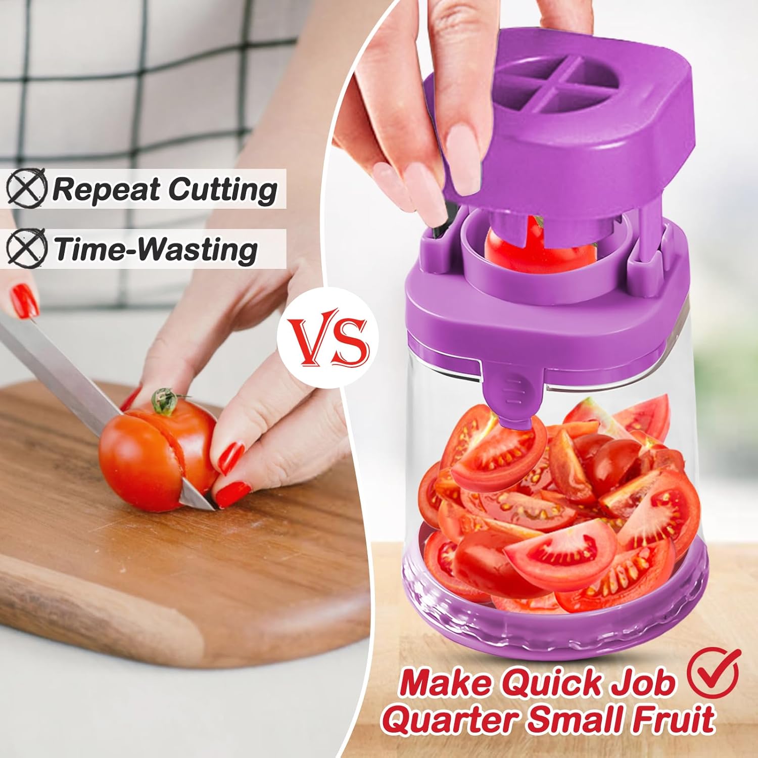 Stainless Steel Small Fruit Cutters Multitool Food Cutter for Kids Purple