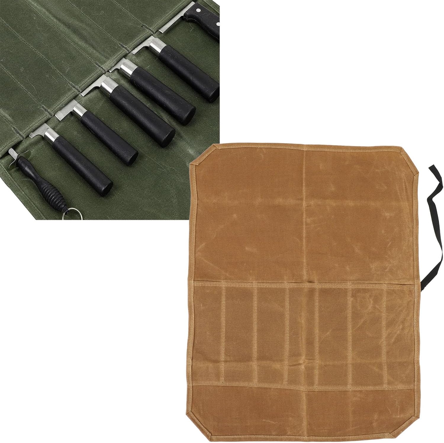 Fockety 7 Pockets Knife Roll Bag for Kitchen Use