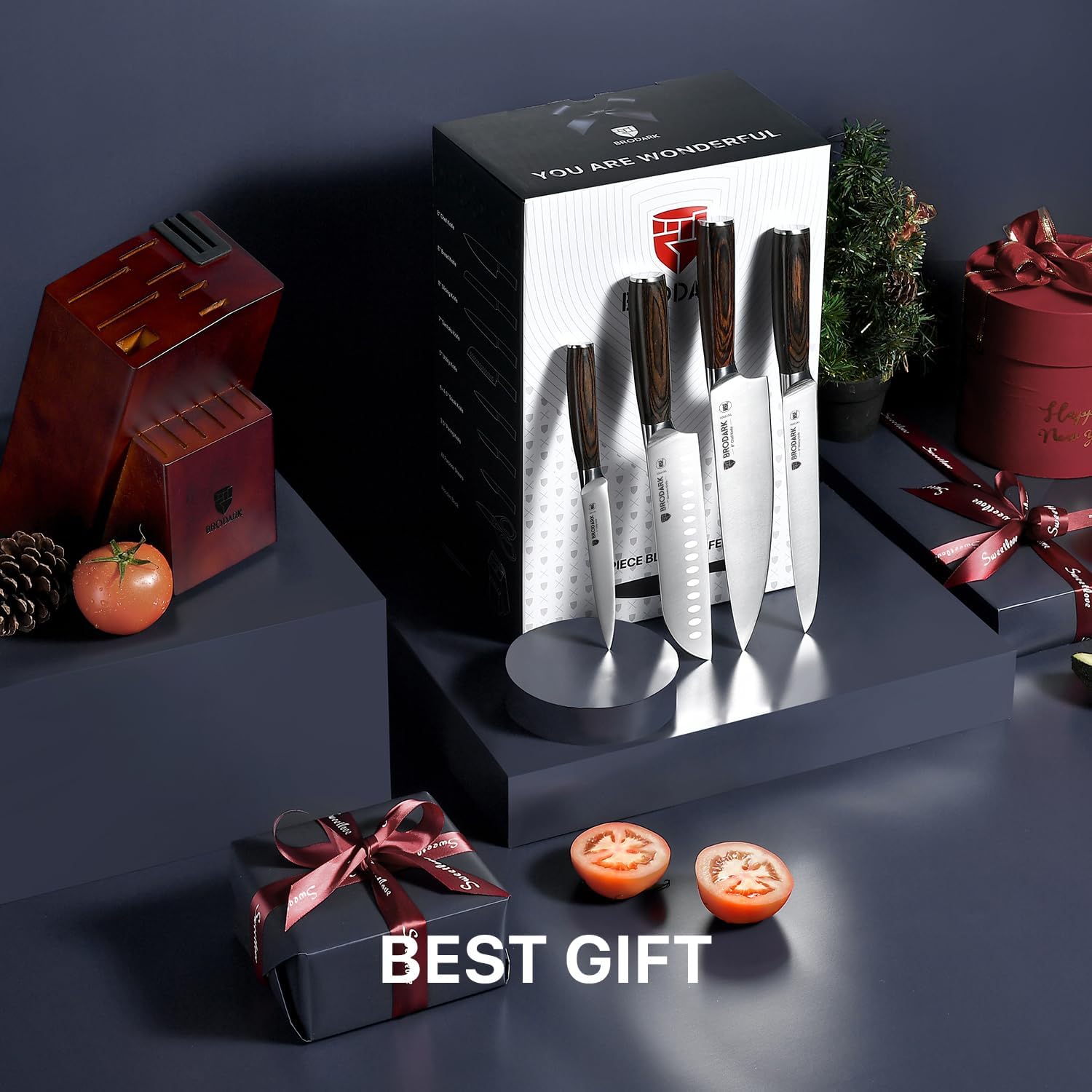 15-Piece knives set with German steel and ergonomic handles