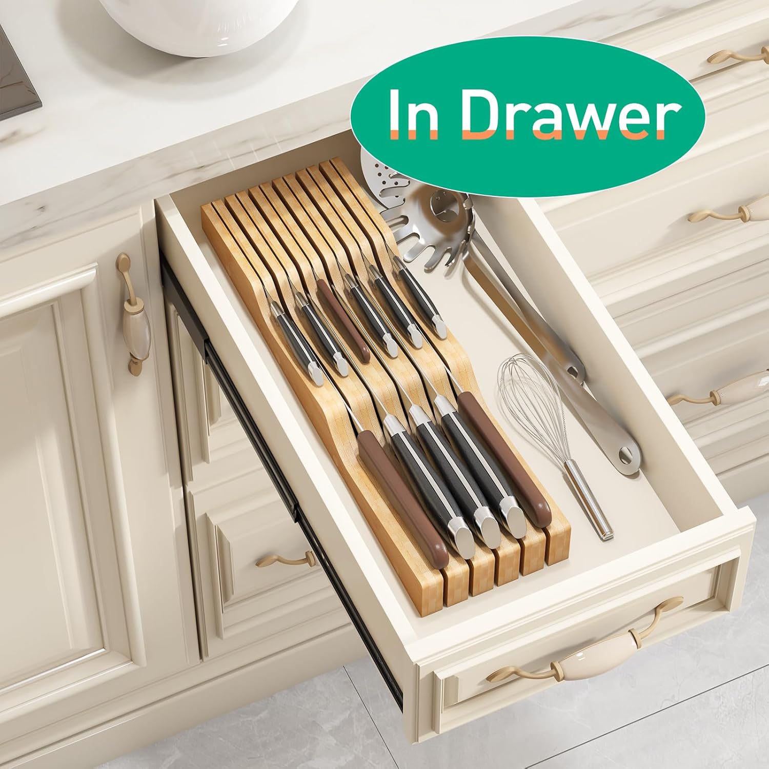 Kiplant Bamboo Knives Block Organizer Durable Kitchen Tool for Protecting Cutlery