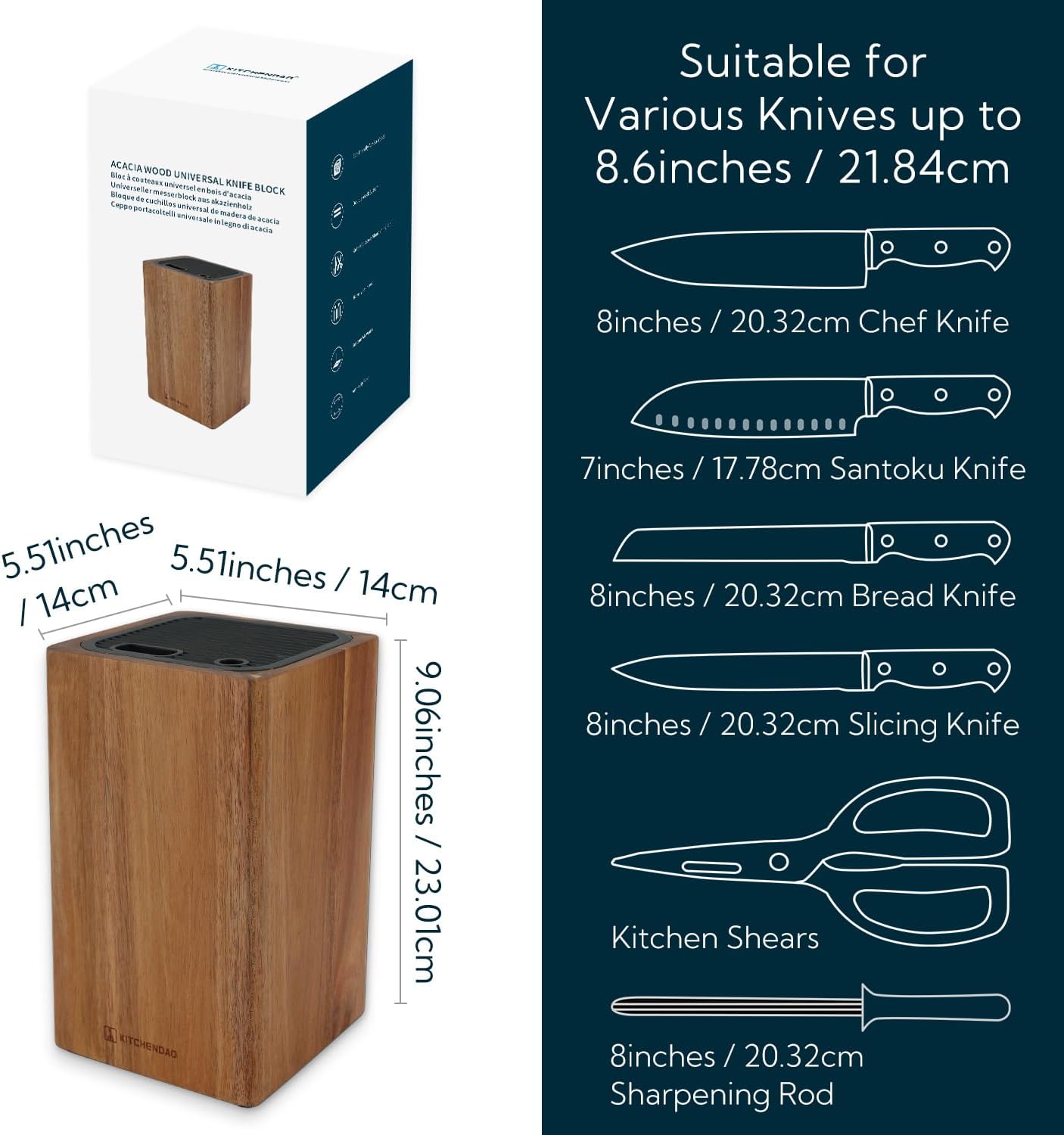 KITCHENDAO Deluxe Universal Knife Block