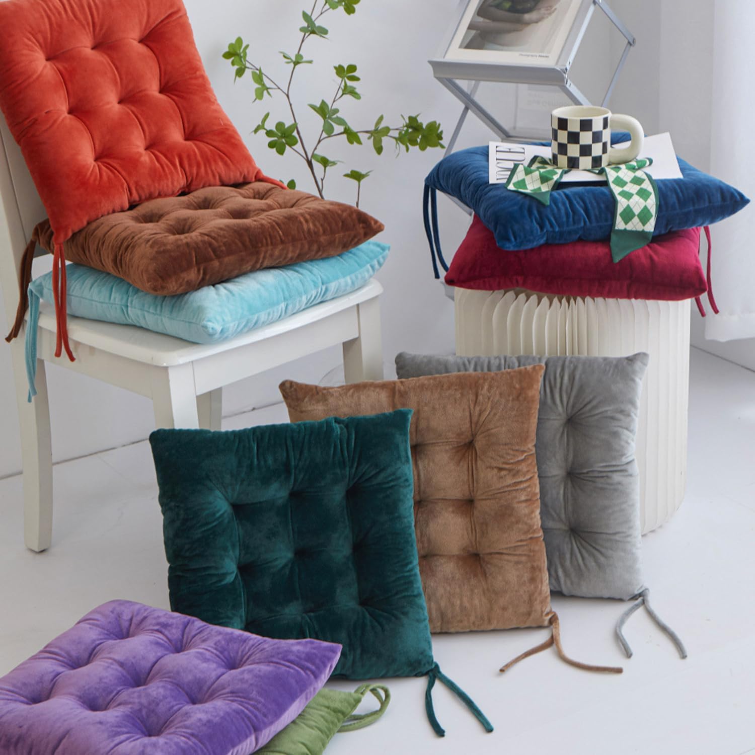 2-Piece Soft Chair Cushions with Anti-Slip Ties