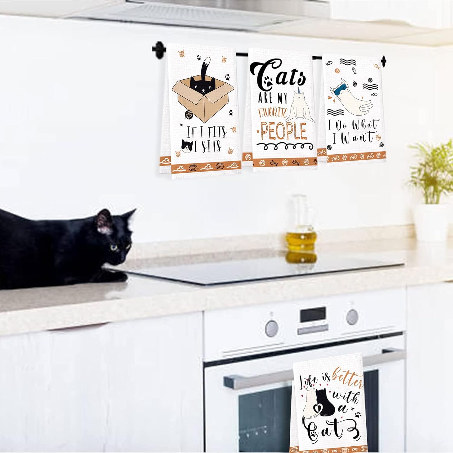 Lebsitey Cat Kitchen Towels Set