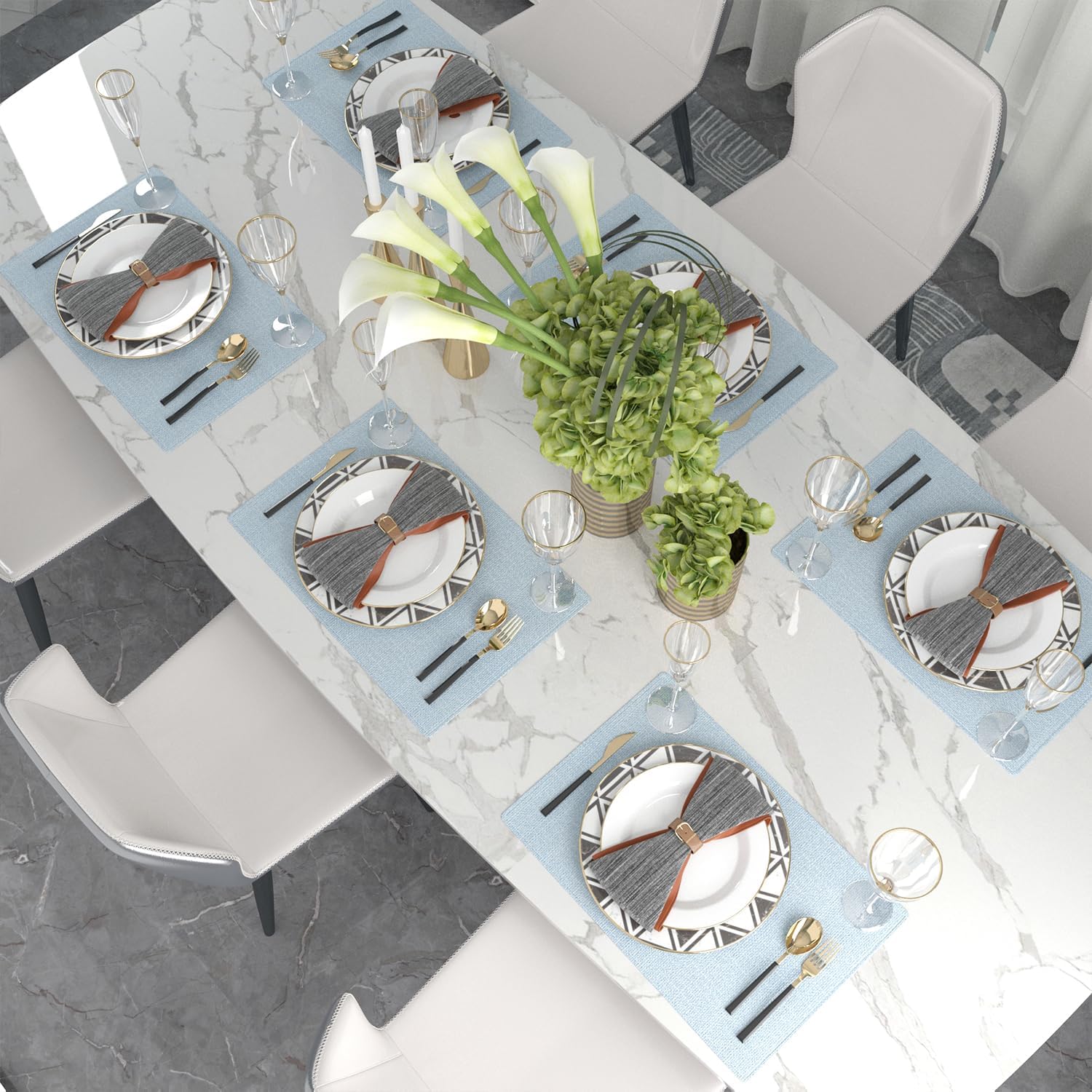 Elegant Heat-Resistant Placemats Set of 4 Soft Faux Linen