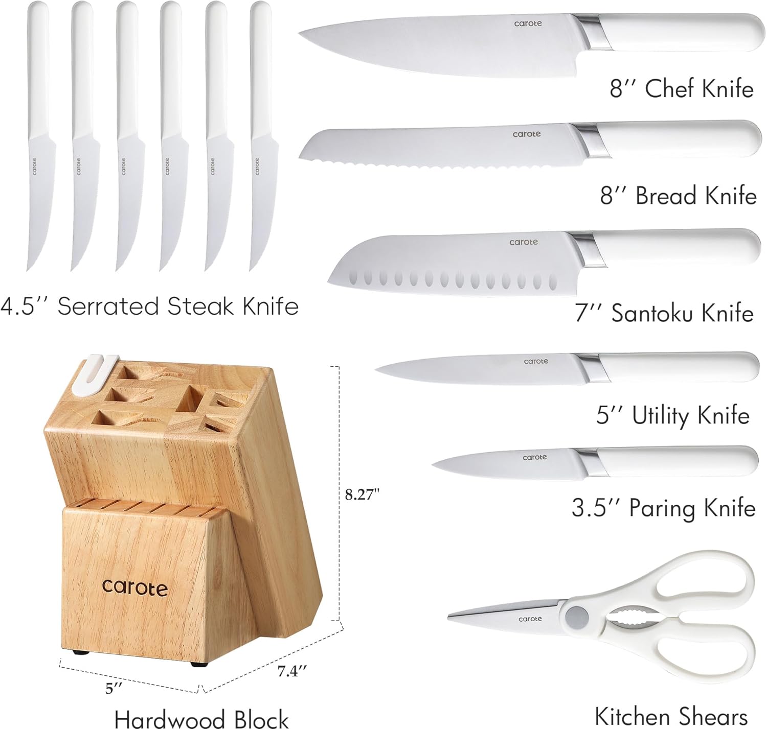 14-Piece Kitchen Knife Set Razor-Sharp stainless steel block with sharpener
