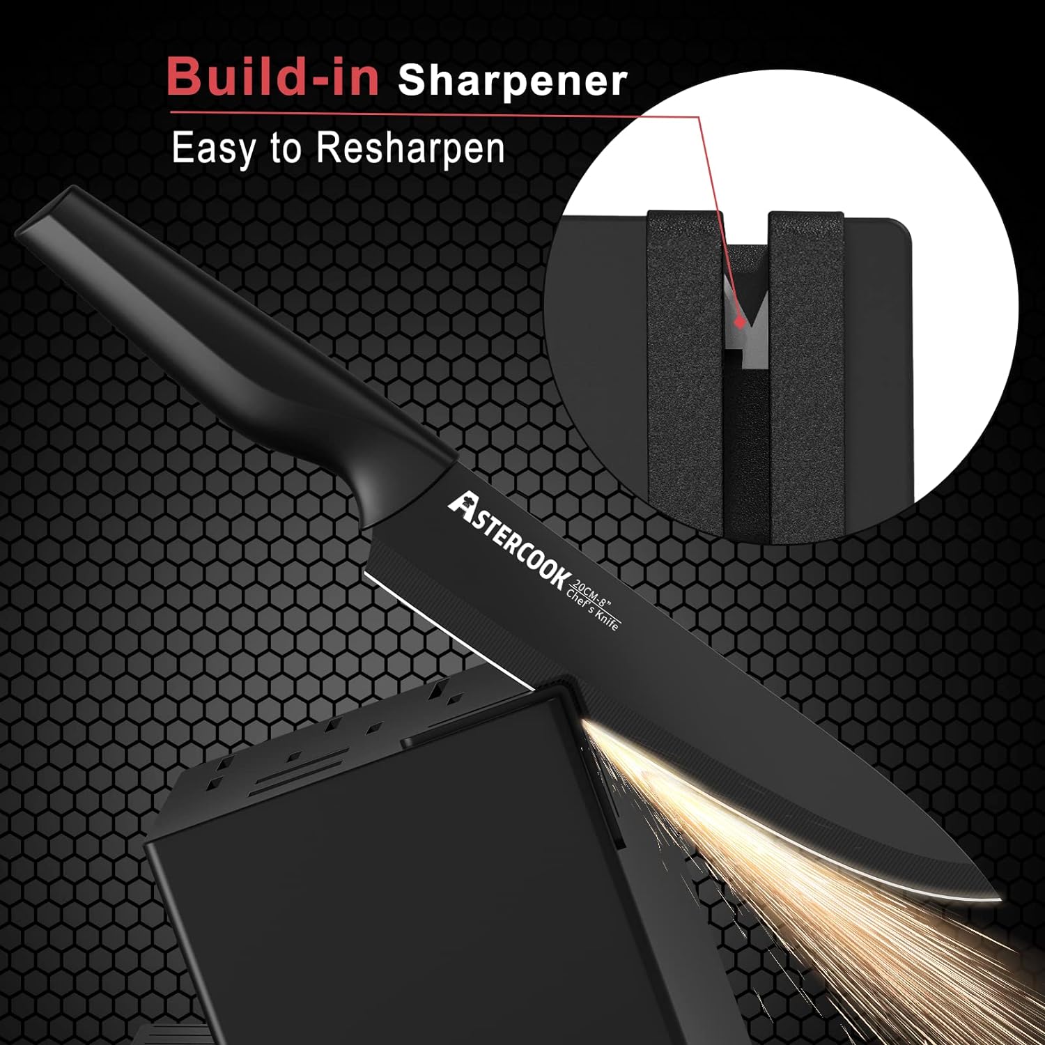 21-Piece Knife Set with Built-in Sharpener