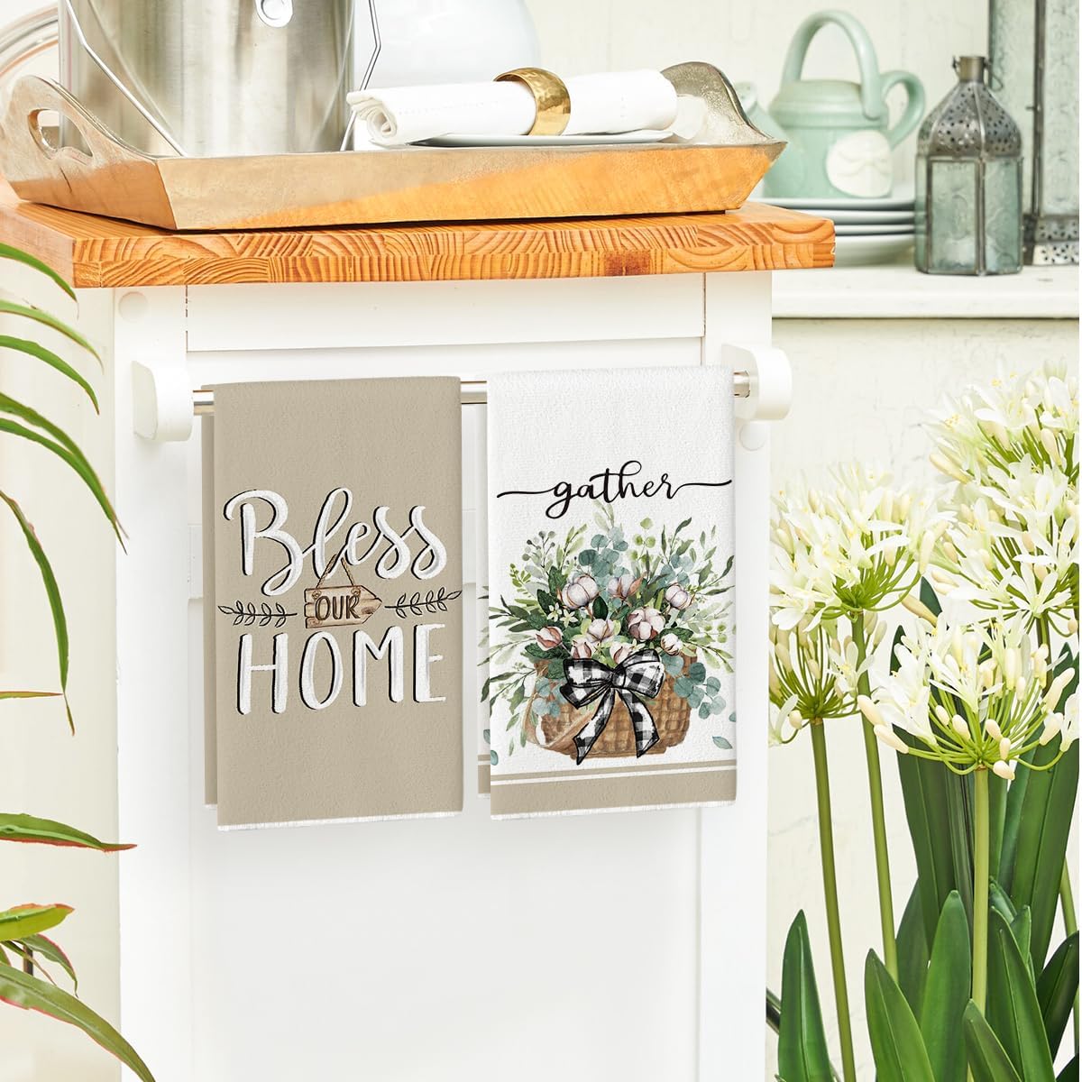 Artoid Mode Eucalyptus Truck Fresh Dish Towels for Kitchen