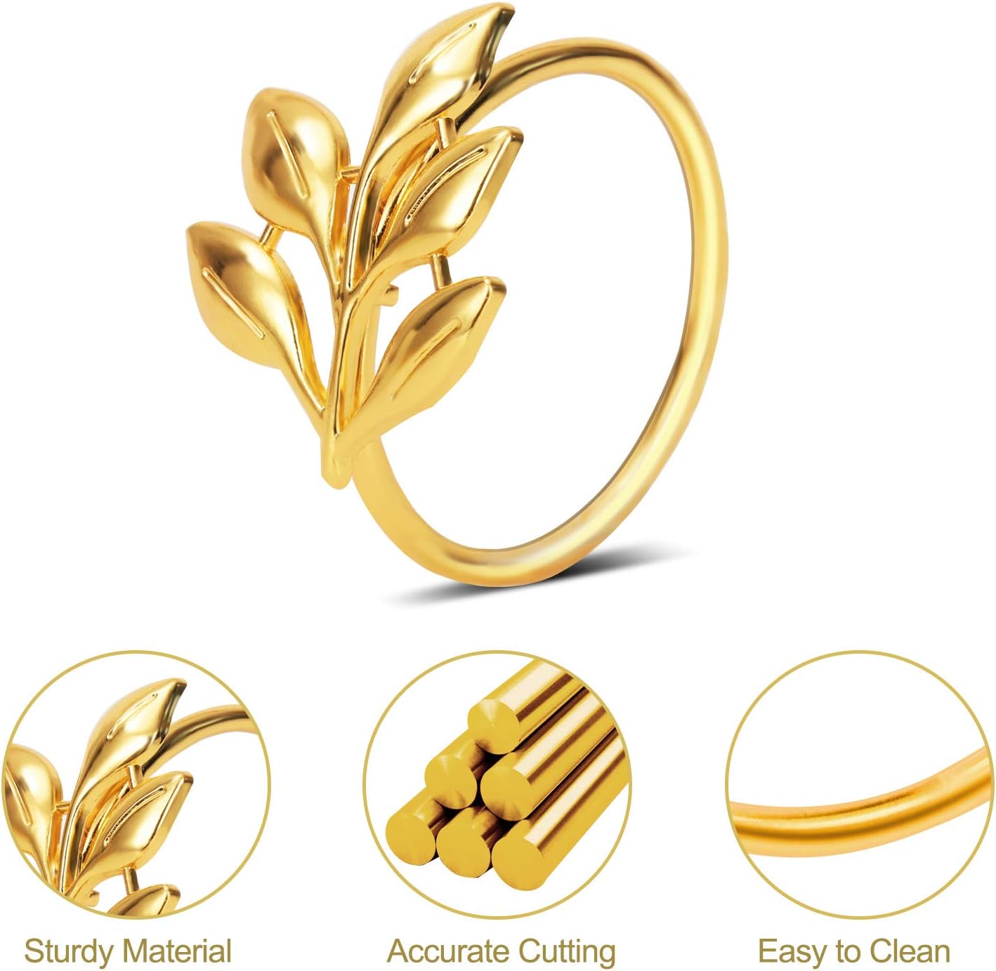 20-Leaf Napkin Rings for Gold-Tone Dining Tables