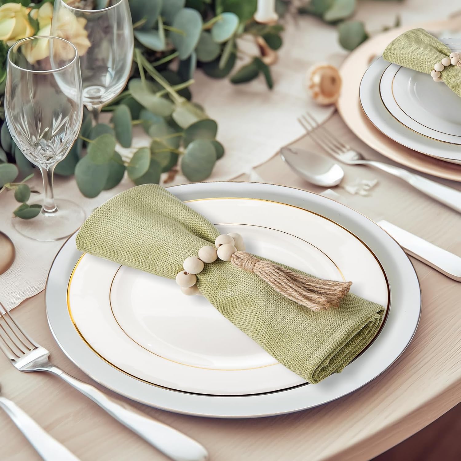 Table Napkins Set of 6 - Rustic Elegance for Weddings Holidays Boho Parties