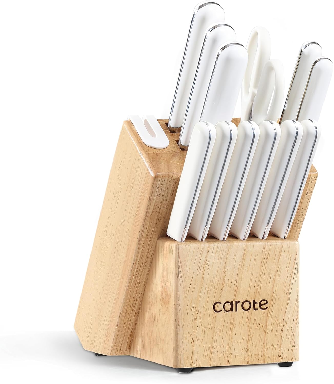 14-Piece Kitchen Knife Set Razor-Sharp stainless steel block with sharpener