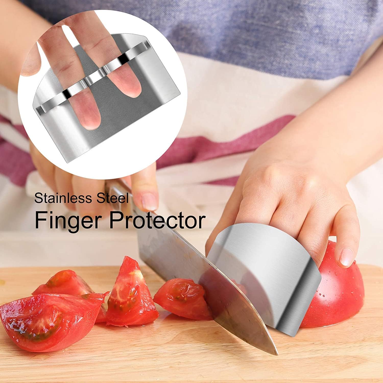 BeeSpring Double Finger Protector Stainless Steel Kitchen Tool