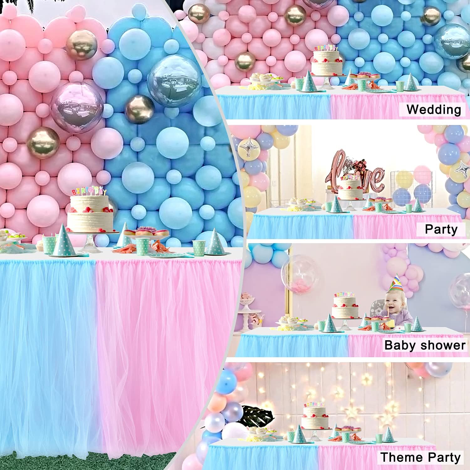Easy-Wear Tulle Table Skirt for Boys Girls Birthdays and Weddings