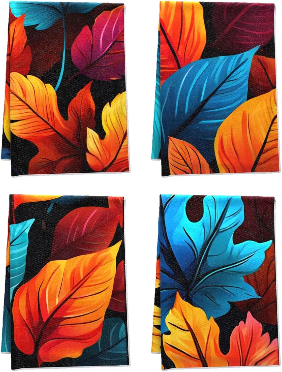 Oeuct - Autumn Leaves Fall Tea Towels Set - 4pcs 16x24