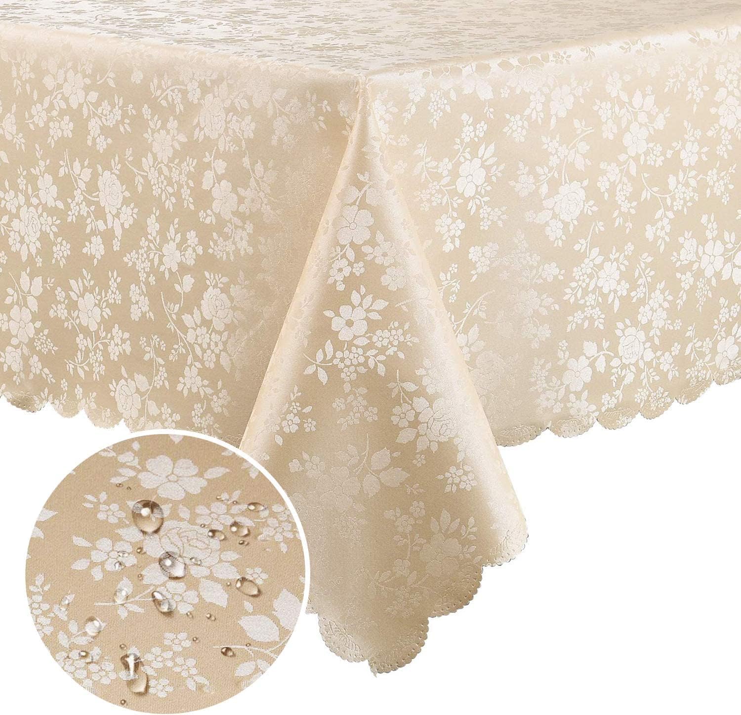 Elegant Beige Rectangle Tablecloth Waterproof for Everyday Use