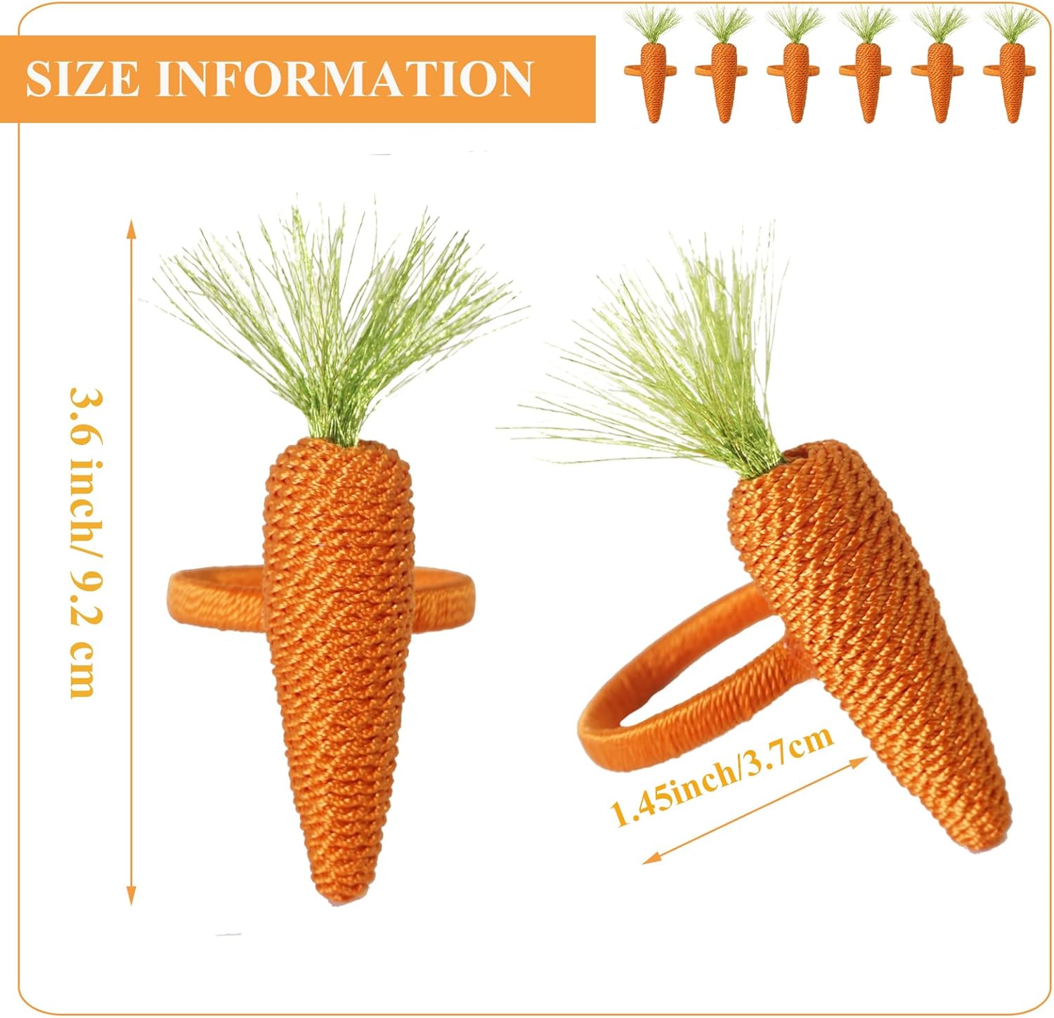 Easter Napkins with Carrots Set of 6