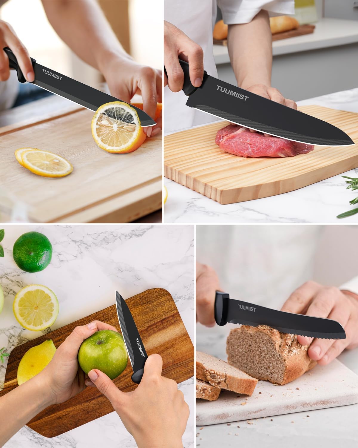 TUUMIIST 32-Piece Knife Set with Block and Magnetic Holder