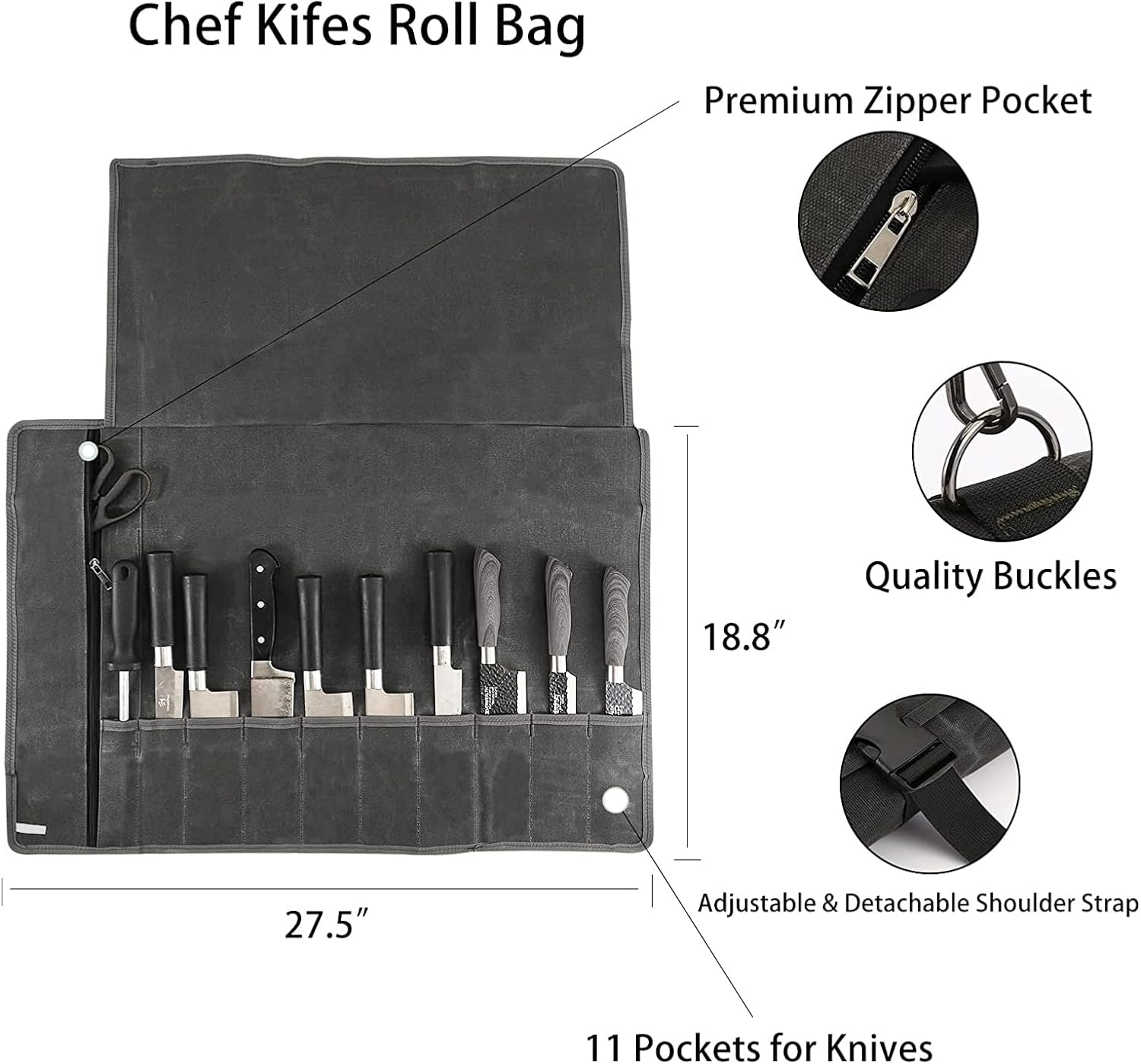 HERSENT Chefs Knife Roll Bag Portable Durable Knives Storage Solution