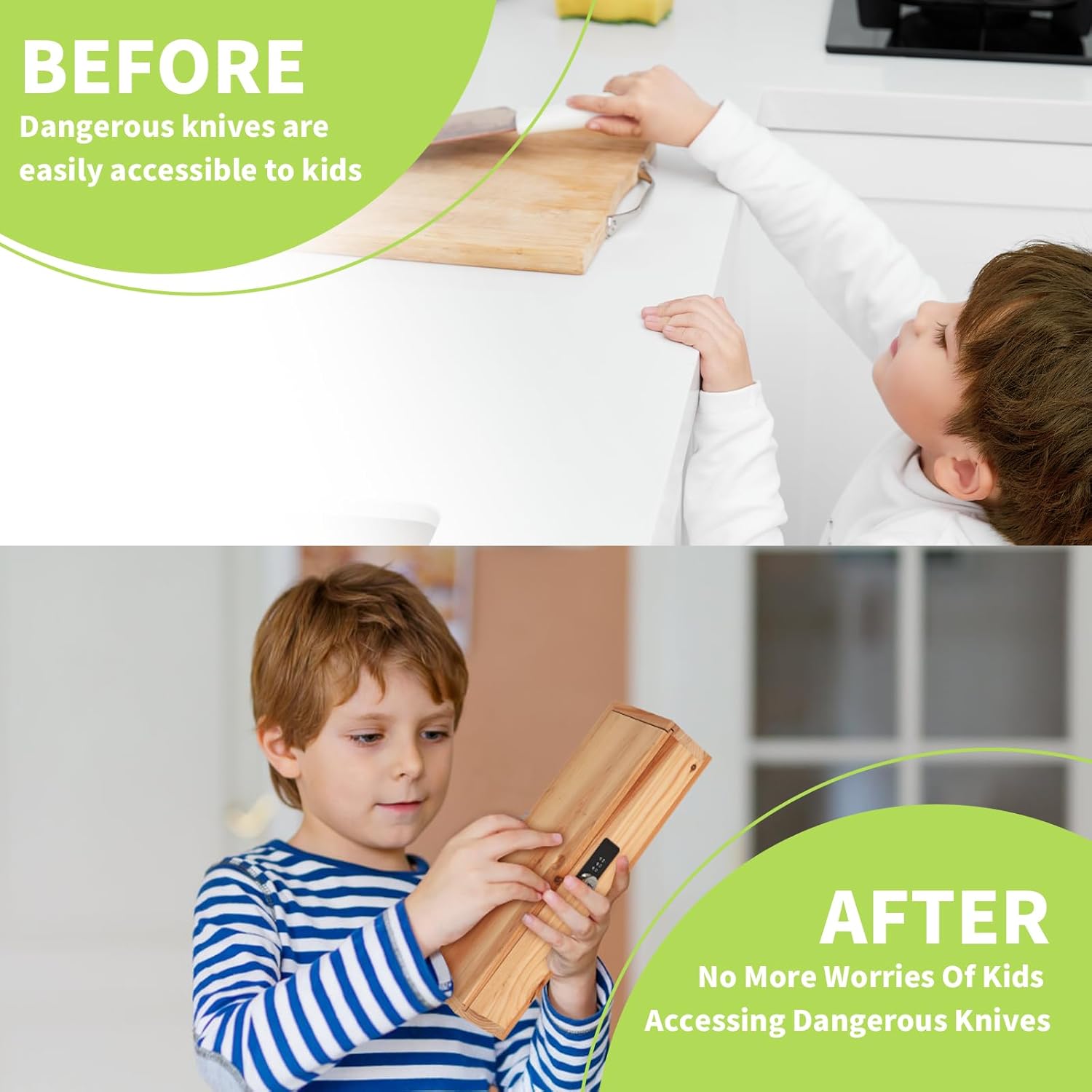 Wooden Knife Storage Box with Combination Lock