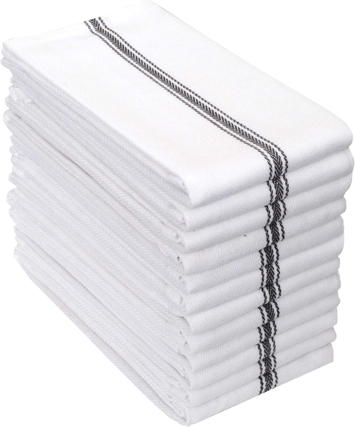 Premium 100 Cotton Beautiful White Herringbone Dish Towels Set of 12 on 16x28
