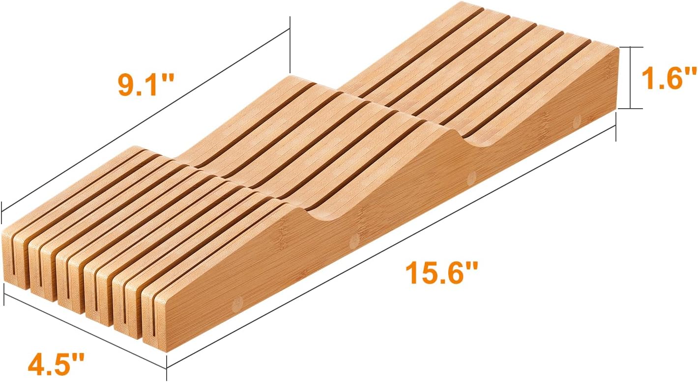 Space-Saving Bamboo Knife Block Organizer