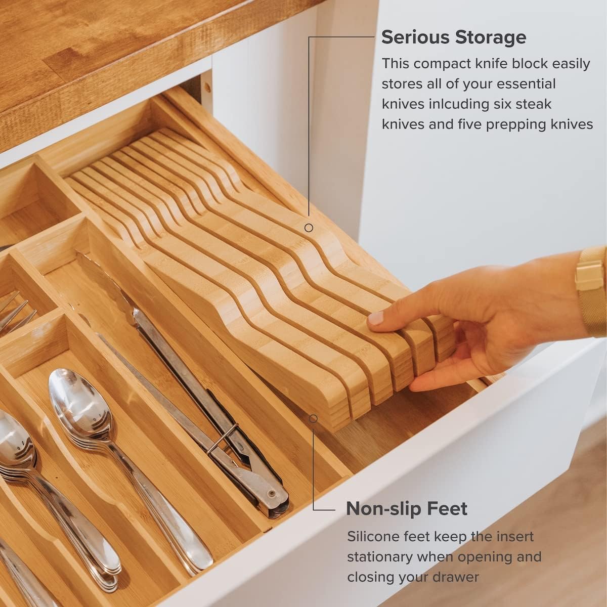 Bamboo Knives Block Multifunctional Organizer