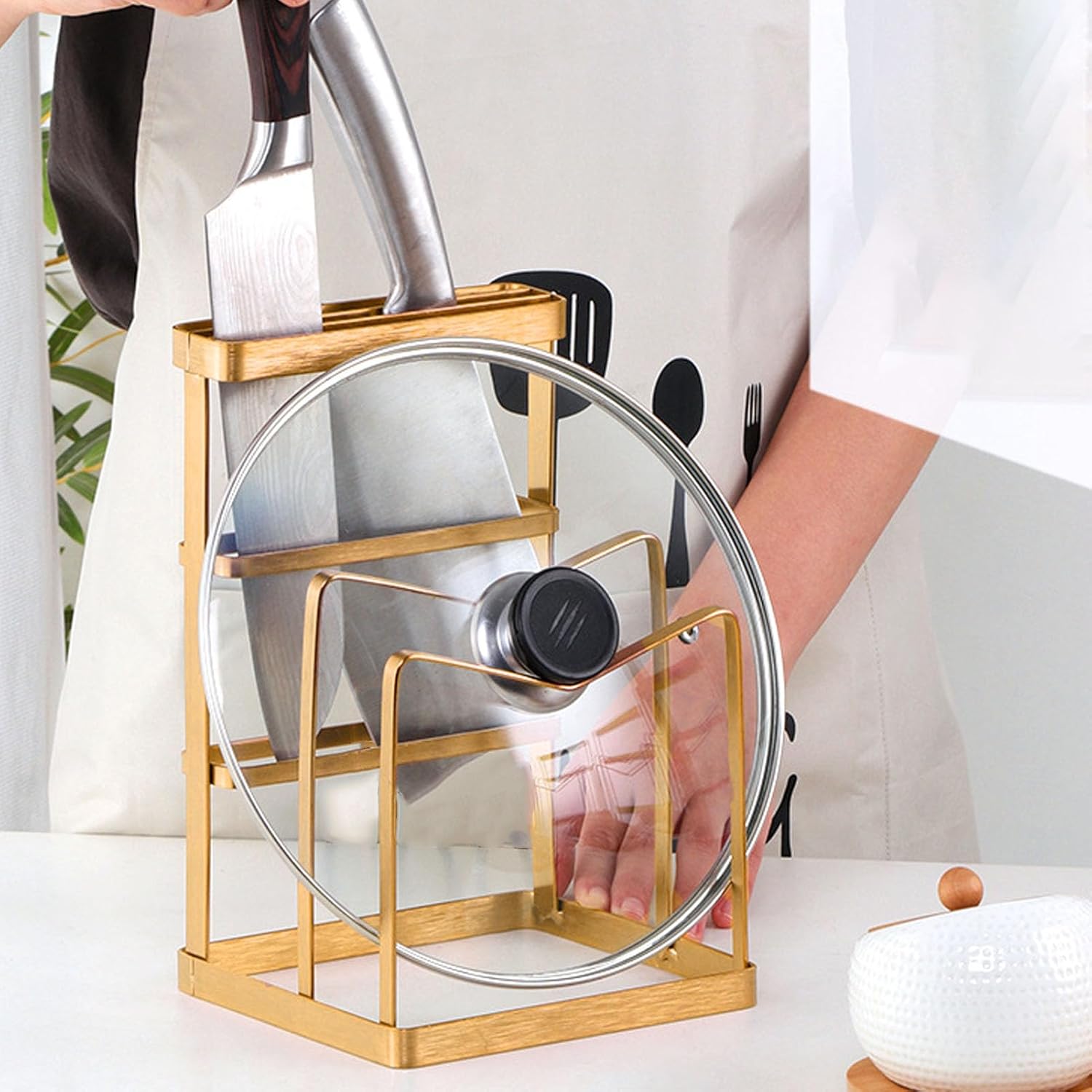 Space-Saving Stainless Steel Knife Rack for Tiny Homes and Small Spaces