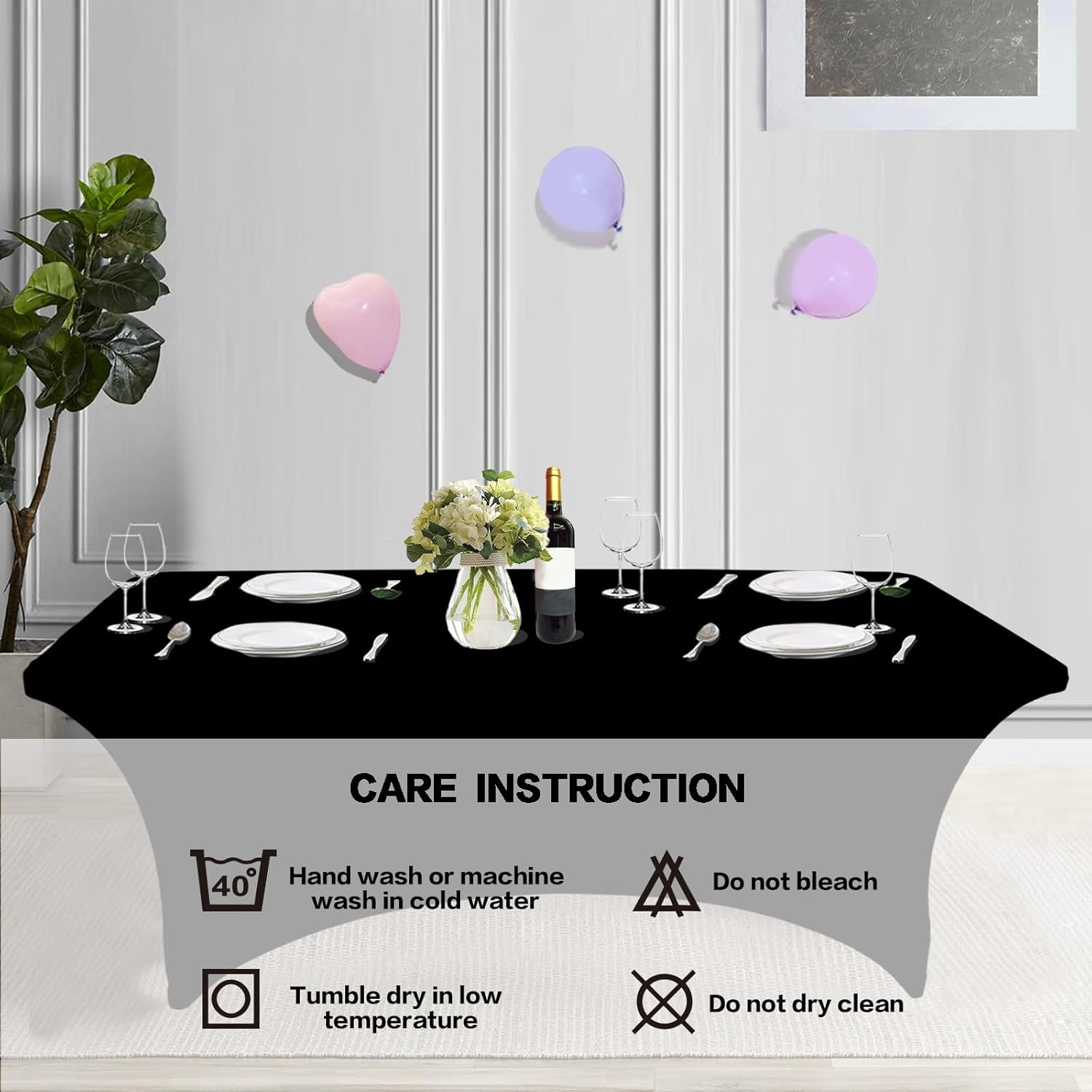 6FT Black Tablecloth 2-Pack IVAPUPU