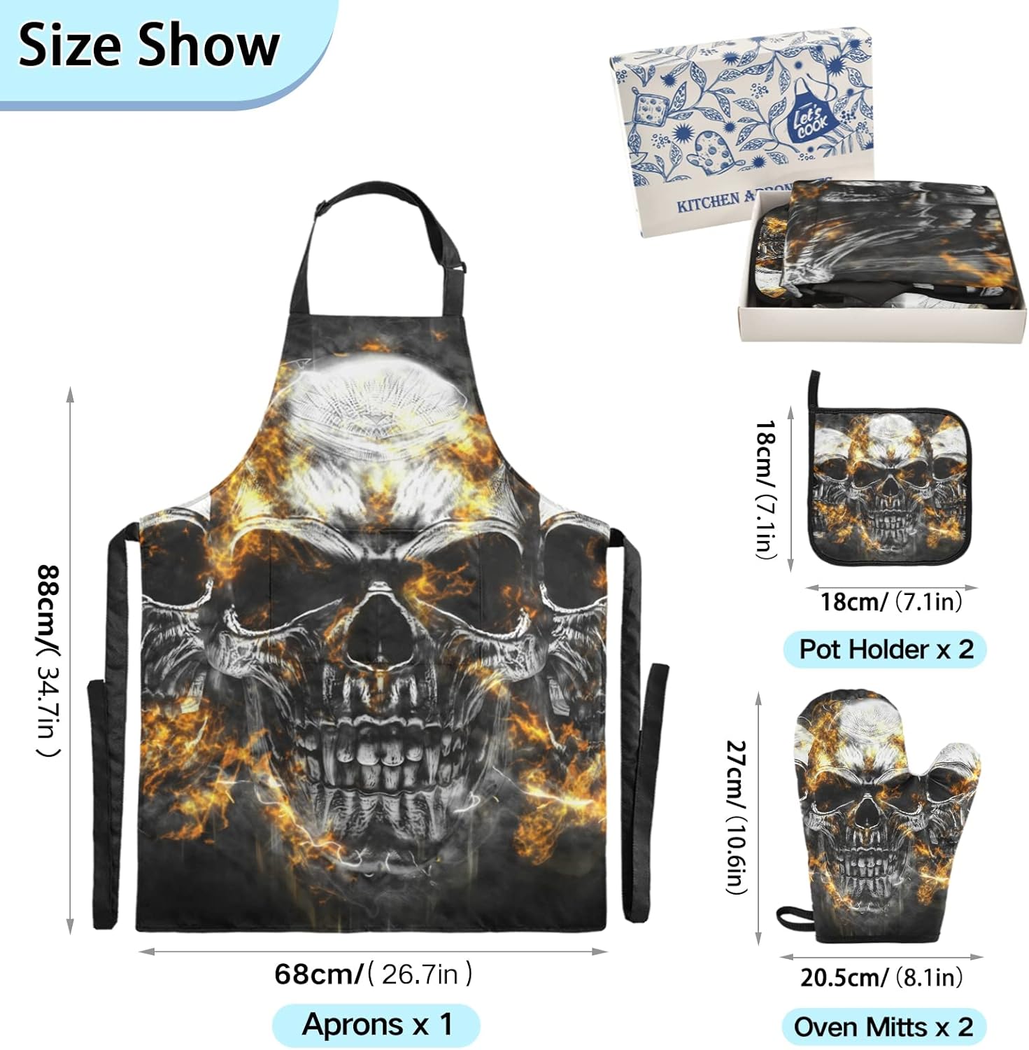 ALAZA Waterproof Apron Set with Pockets for Cooking