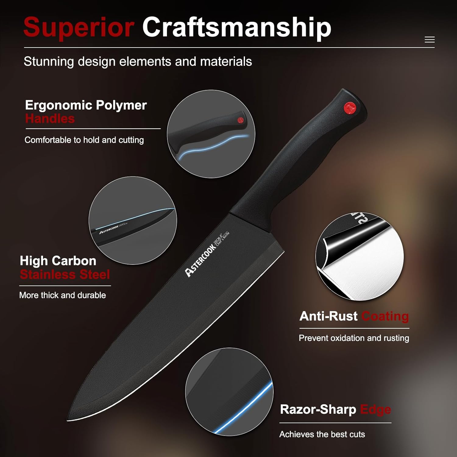 15-Piece Stainless Steel Knife Set for Home Use