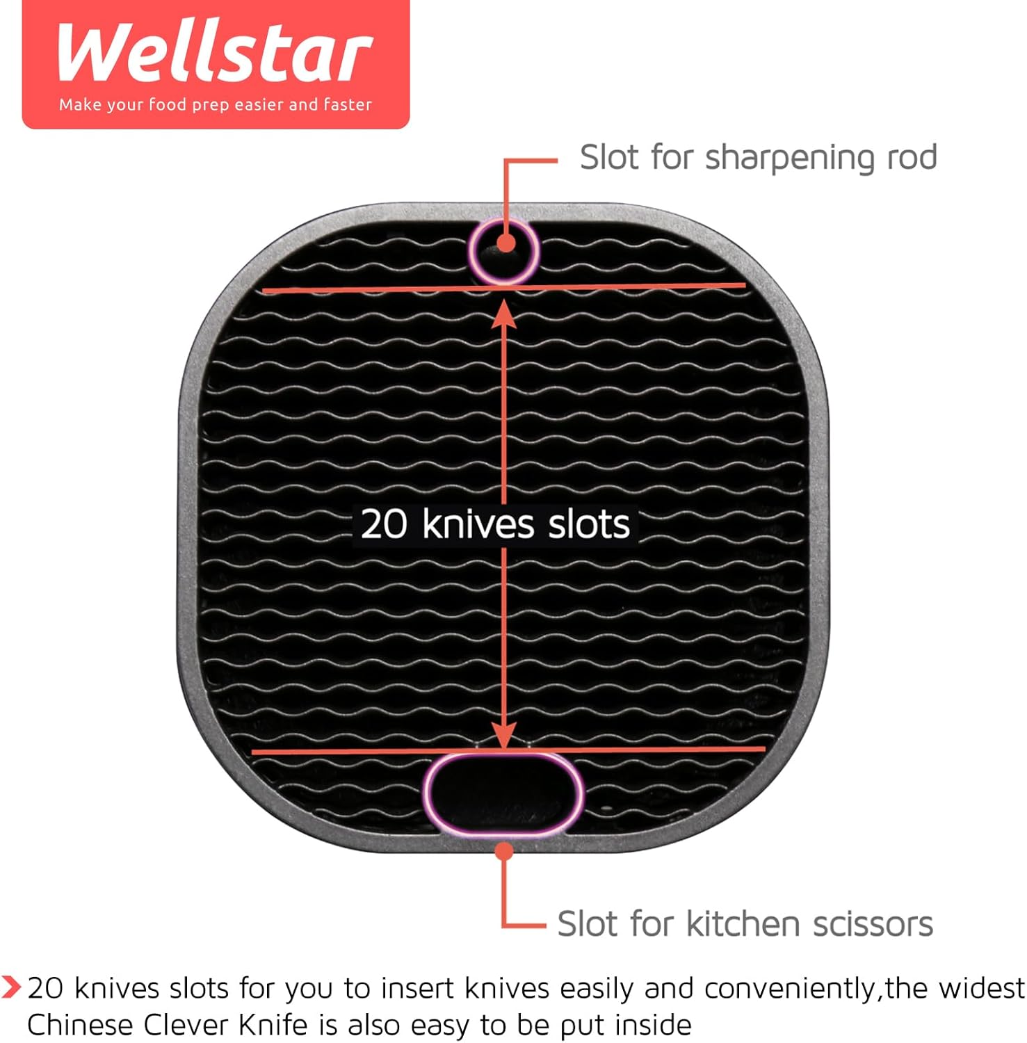 WELLSTAR Universal Knife Block for Kitchen Storage