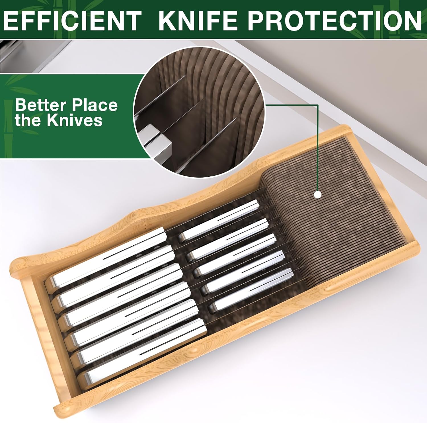 High-Quality Bamboo Kitchen Knife Block Organizer