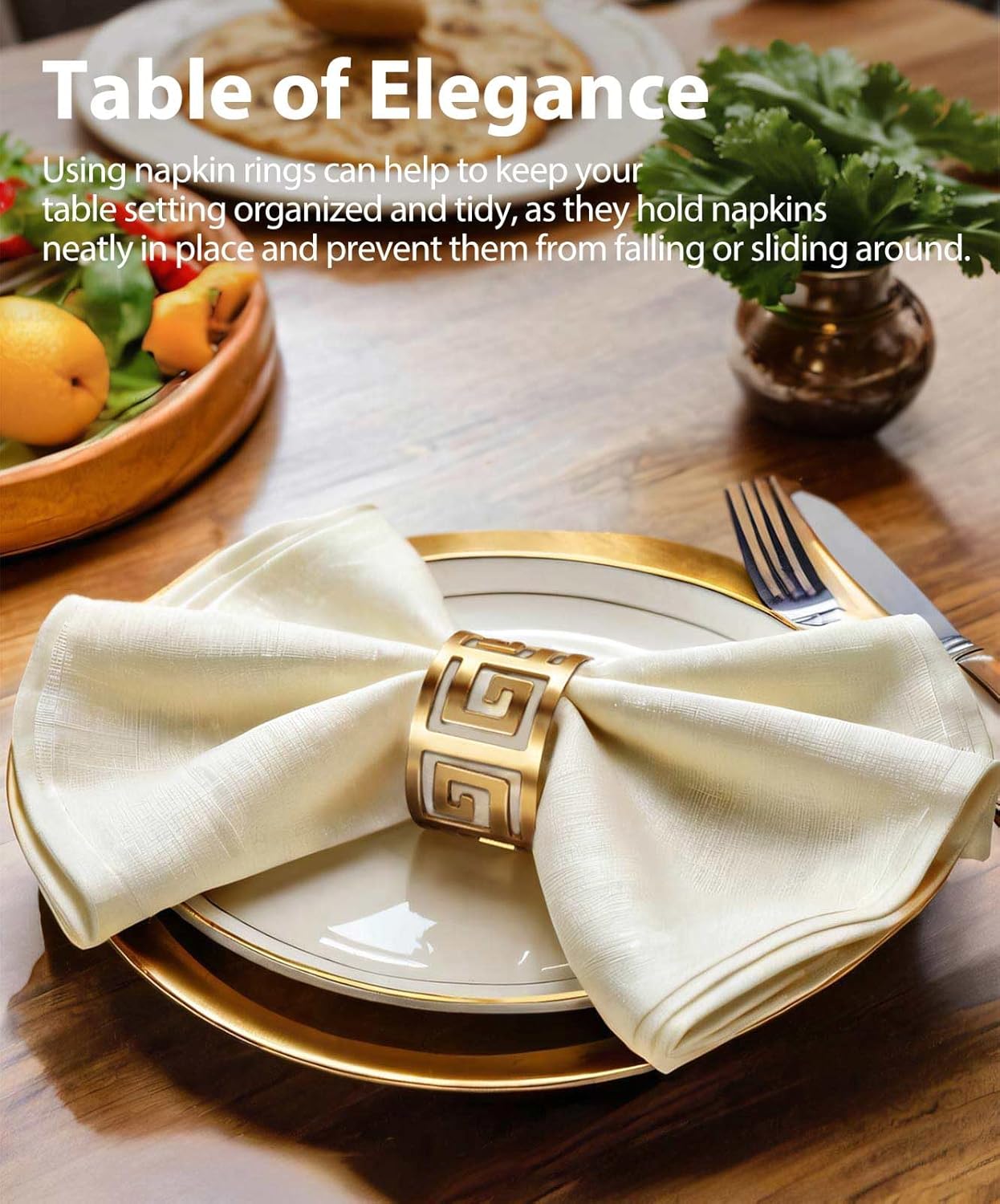 Elevate Your Dining Experience with URWOOW Napkin Rings - Set of 12 Gold
