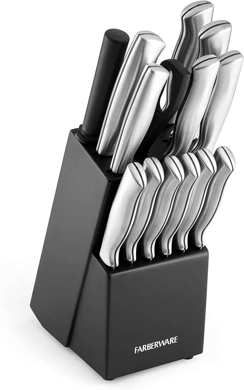 Farberware 15-Piece Stamped Stainless Steel Knife Set with Precision Cuts