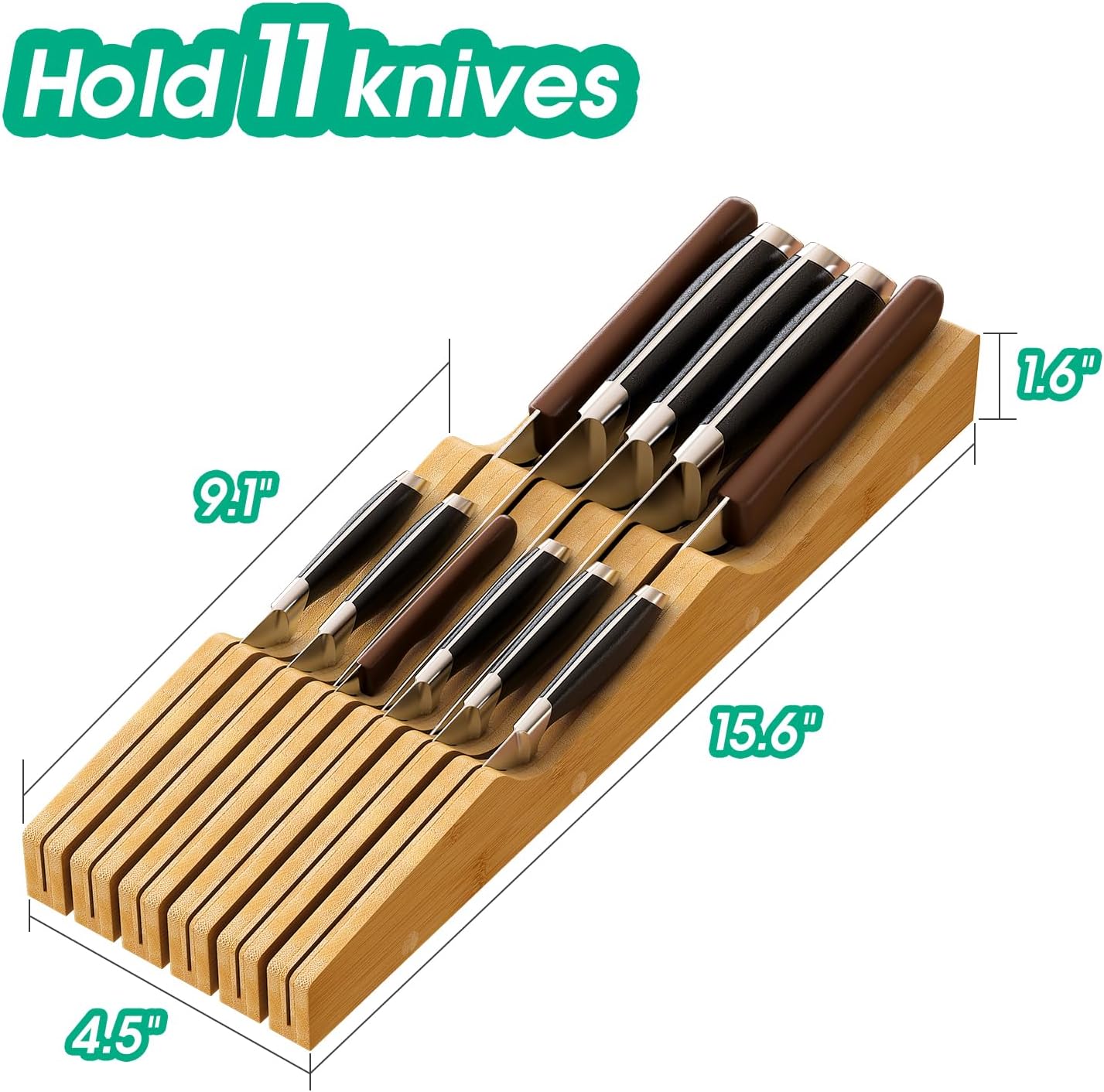 Kiplant Bamboo Knives Block Organizer Durable Kitchen Tool for Protecting Cutlery
