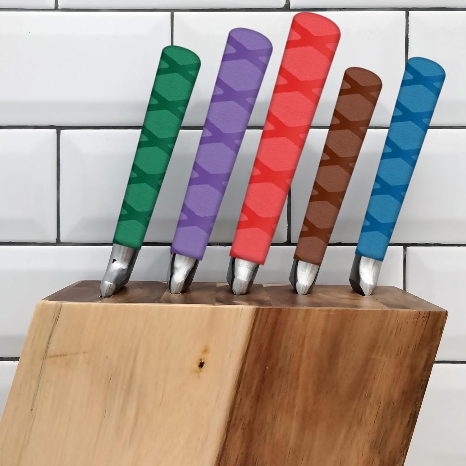 Patikil Cutting Knife Handle Heat Shrink Sleeve 4-Pack Purple Oval Pattern1299